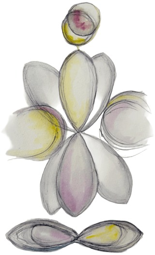 Aquarelle : silhouette en fleur de lotus stylisée — cliquer pour les infos pratiques
